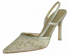 Menbur Champagne Gold Brocade Ladies Shoes