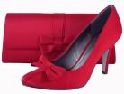 Menbur Red Satin Heeled Shoes with Bow