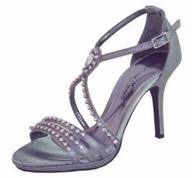 Phoebe Diamante Pewter Evening Sandals