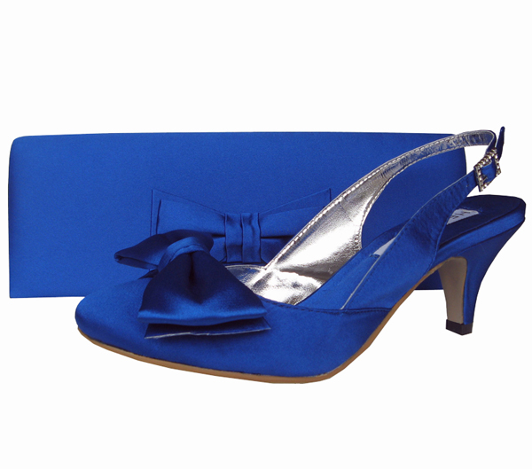 Twee Royal Blue Satin Ladies Shoes, Evening Shoes, Matching Shoes and Bags