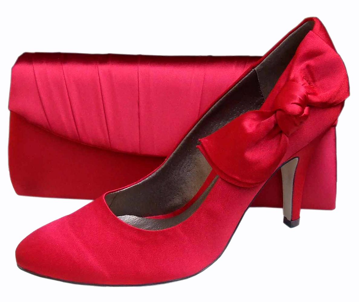 red satin evening shoes