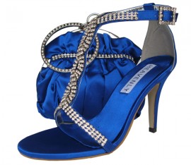Royal Blue Satin Bangle Evening Bag
