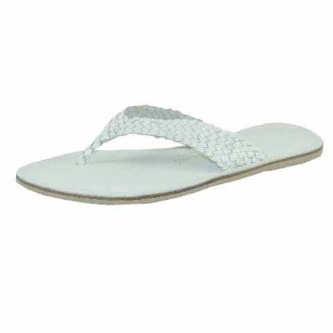 Ladies White Leather Toe Post Sandals | Sole Divas