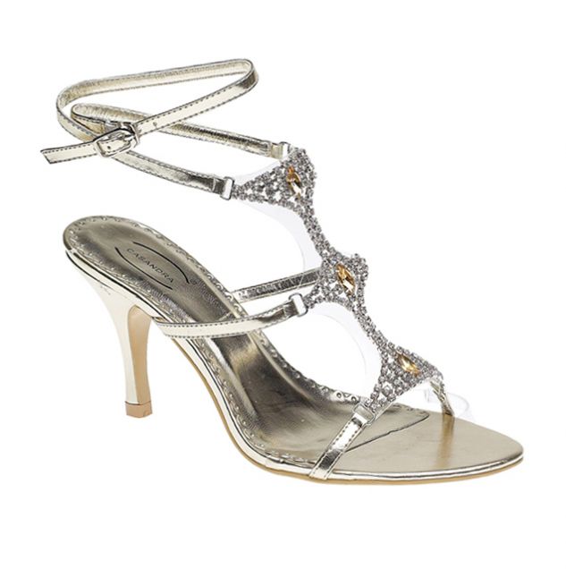 Diamante Gold Evening Sandals | Sole Divas