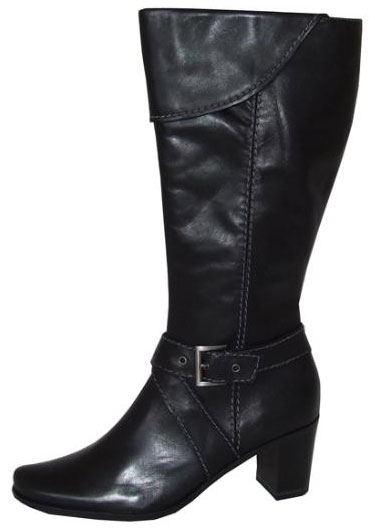 Ladies Black Leather Knee High Boots