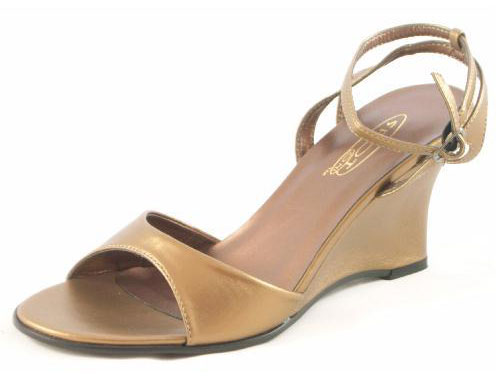 Bronze Wedge  Heeled Sandals  Reduced To 20